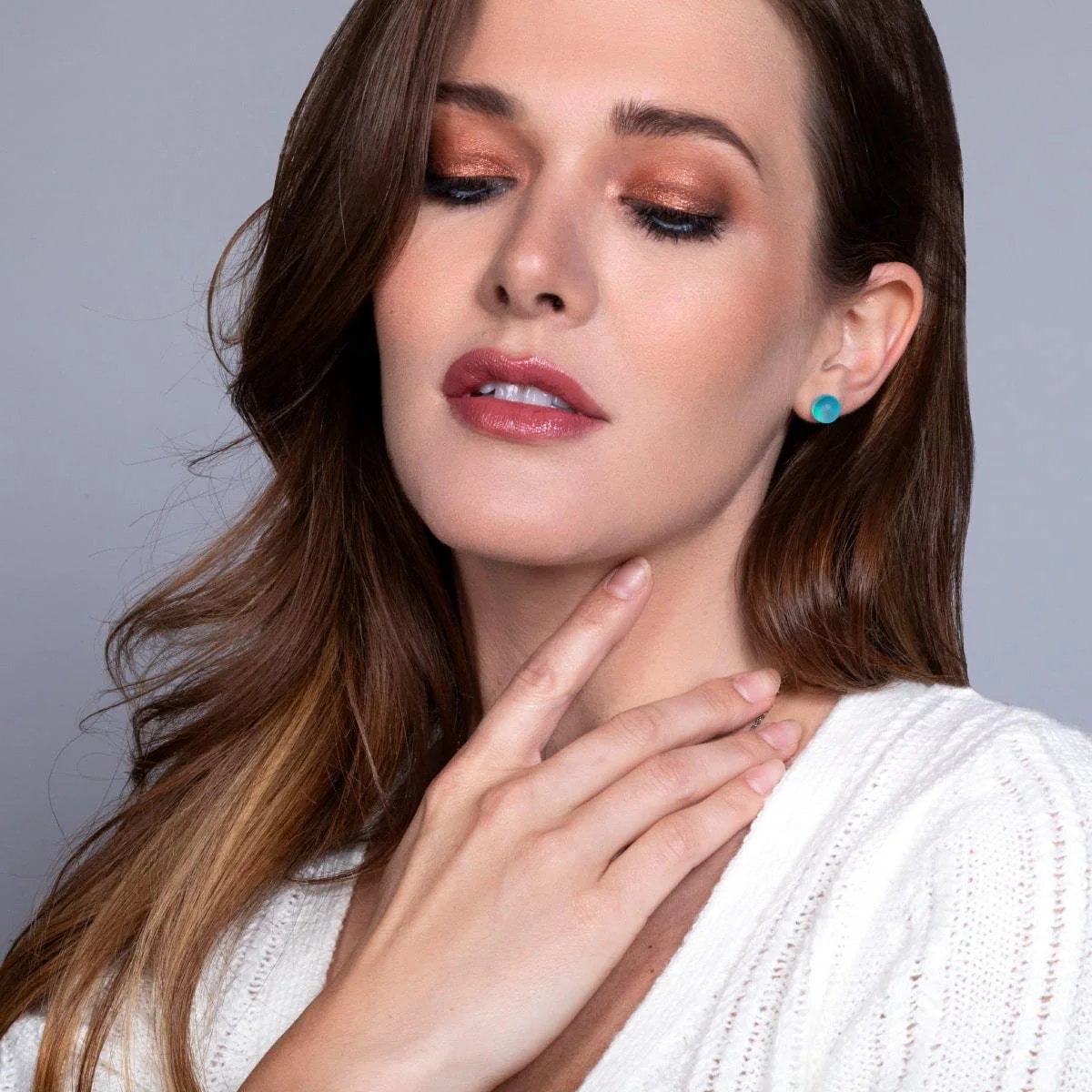 Aquamarine | .925 Sterling Silver | Mermaid Glass Stud Earrings - Image 5