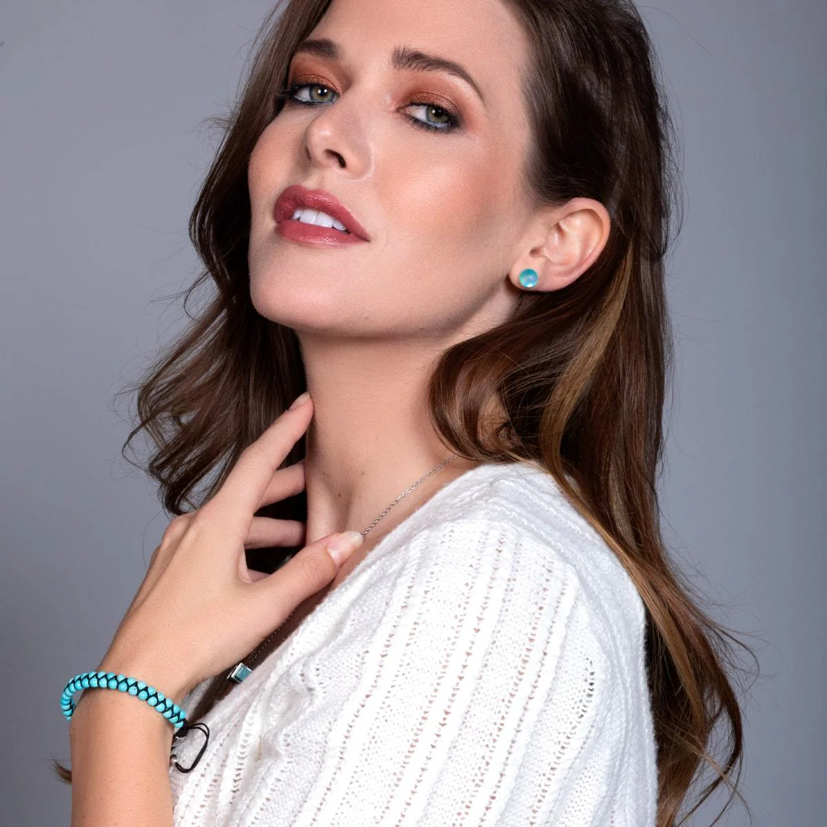 Aquamarine | .925 Sterling Silver | Mermaid Glass Stud Earrings - Image 9