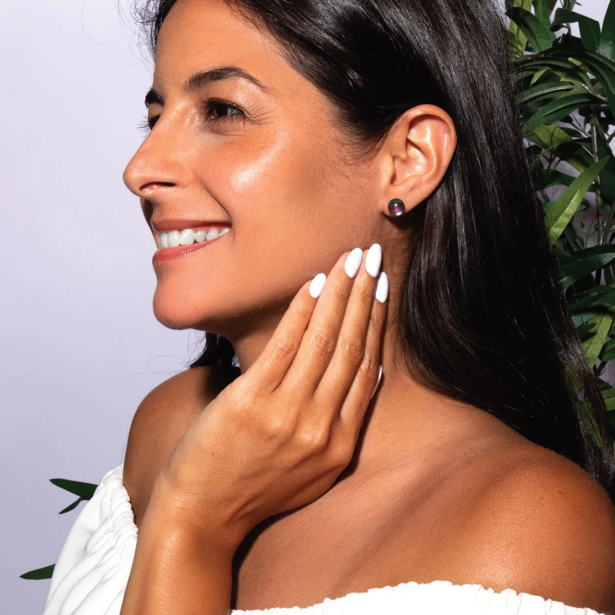 Grey | .925 Sterling Silver | Mermaid Glass Stud Earrings - Image 4