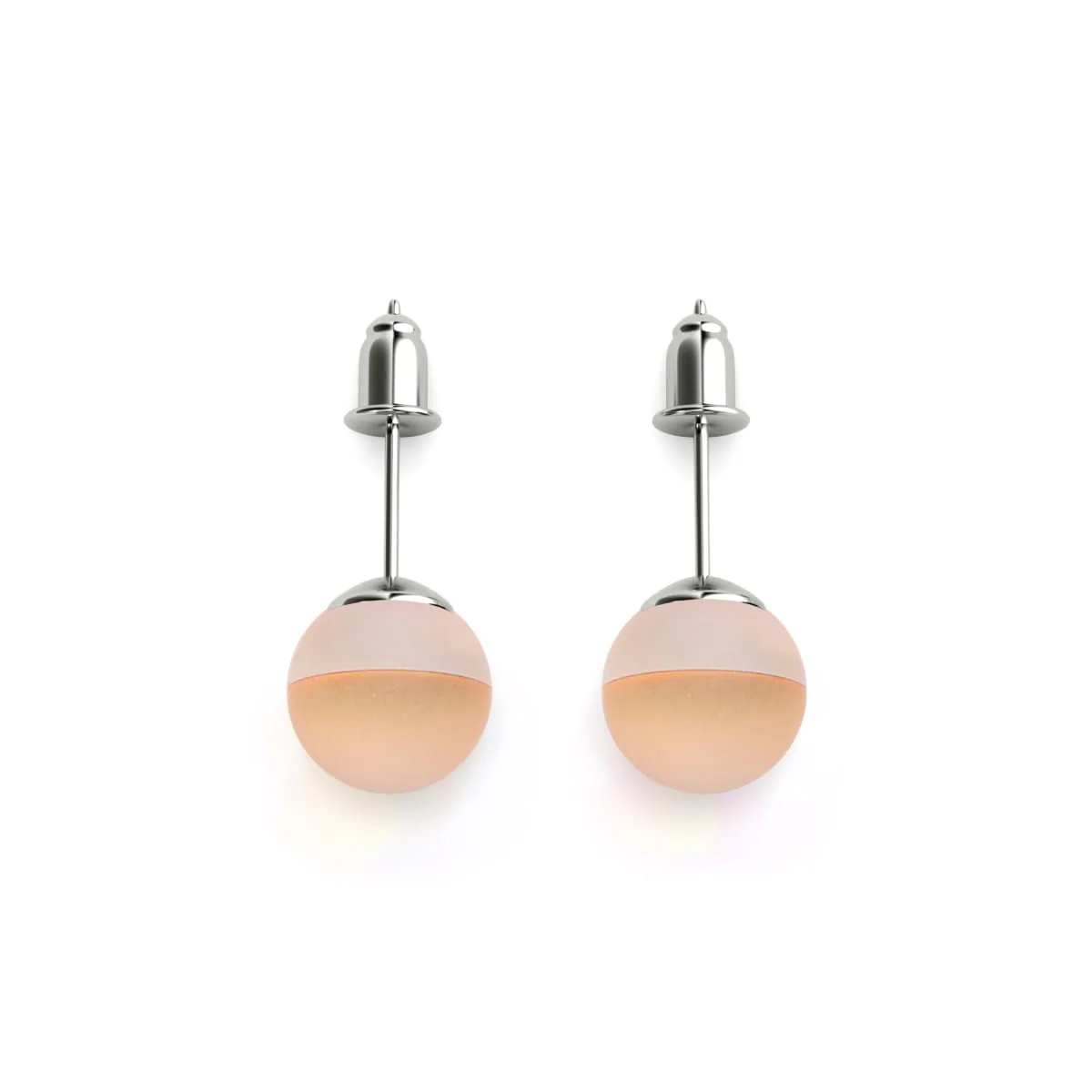 Peach | .925 Sterling Silver | Mermaid Glass Stud Earrings - Image 3