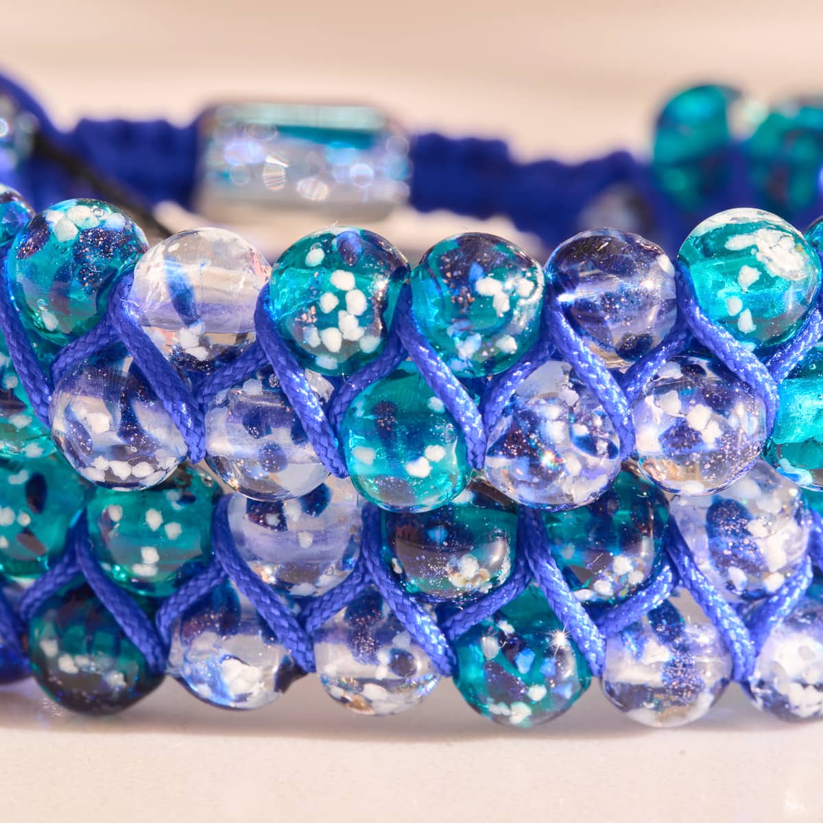 Aquamarine Flame | Lapis Flame x Aquamarine | Double Firefly Glass Bracelet - Image 5