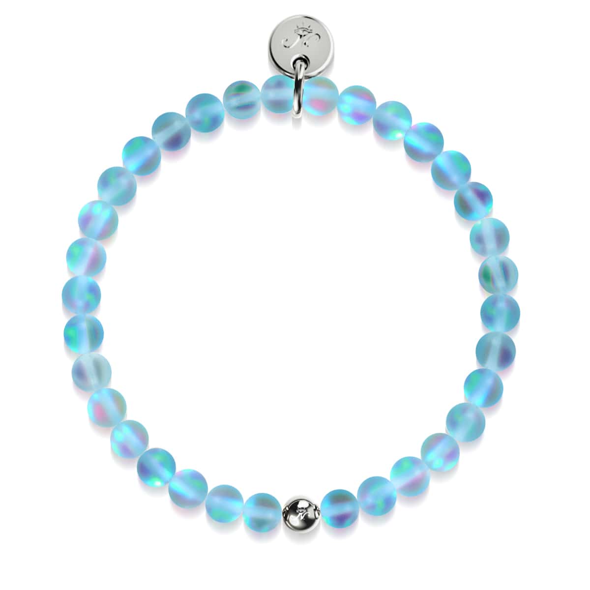 Aquamarine | Silver | Mermaid Glass Bead Bracelet - Image 6