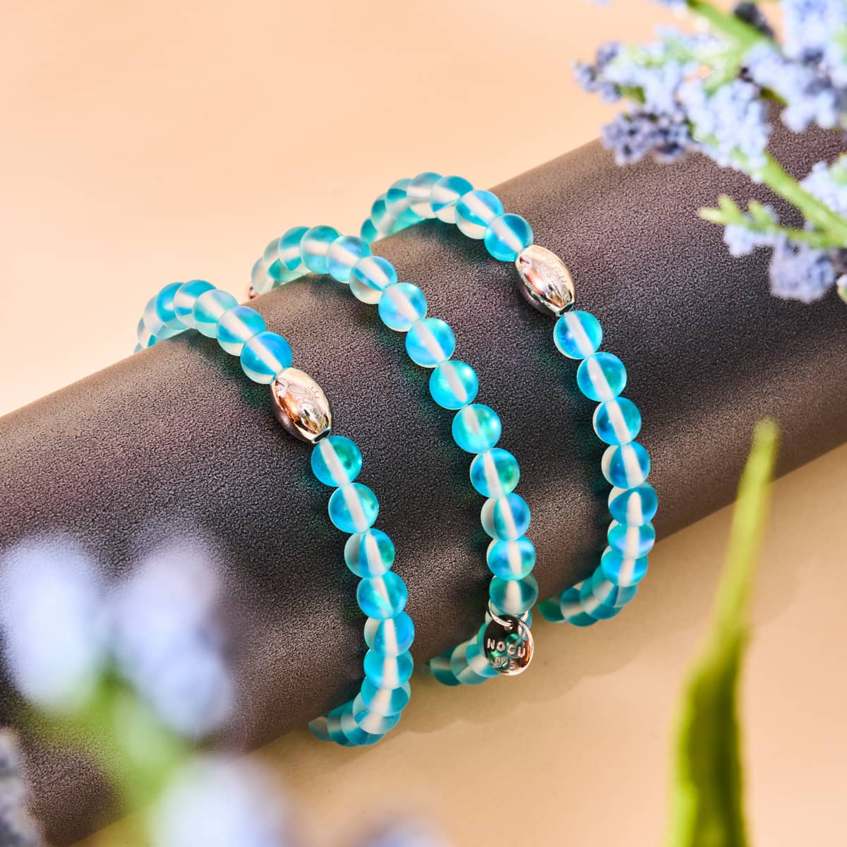 Aquamarine | .925 Sterling Silver | Mermaid Glass Bead Bracelet - Image 3