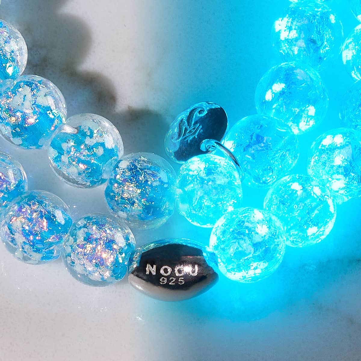 Azure Flare | .925 Sterling Silver | Firework Glass Bracelet - Image 4