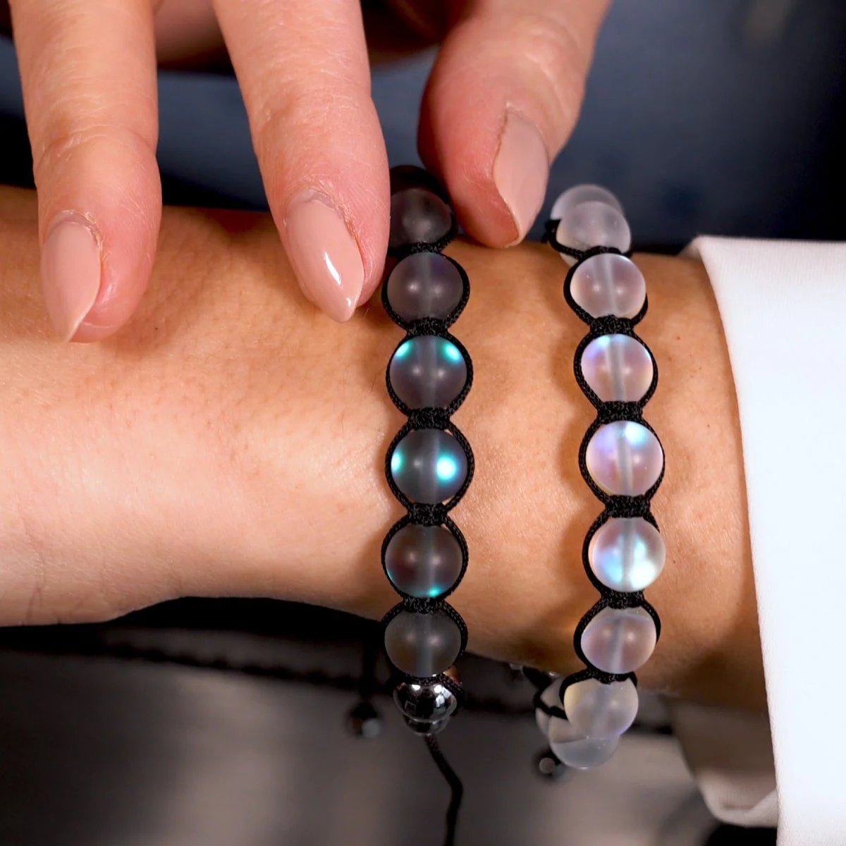 Black | Rainbow White | Silver | Mermaid Glass Charmballa Bracelet - Image 6