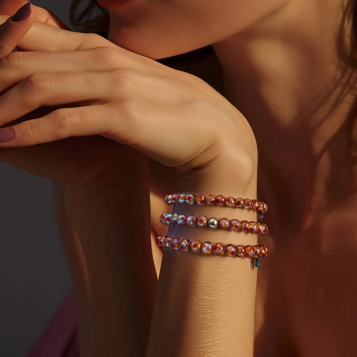 Cherry Grape | Firefly Glass Polka Dot Bracelet - Image 4