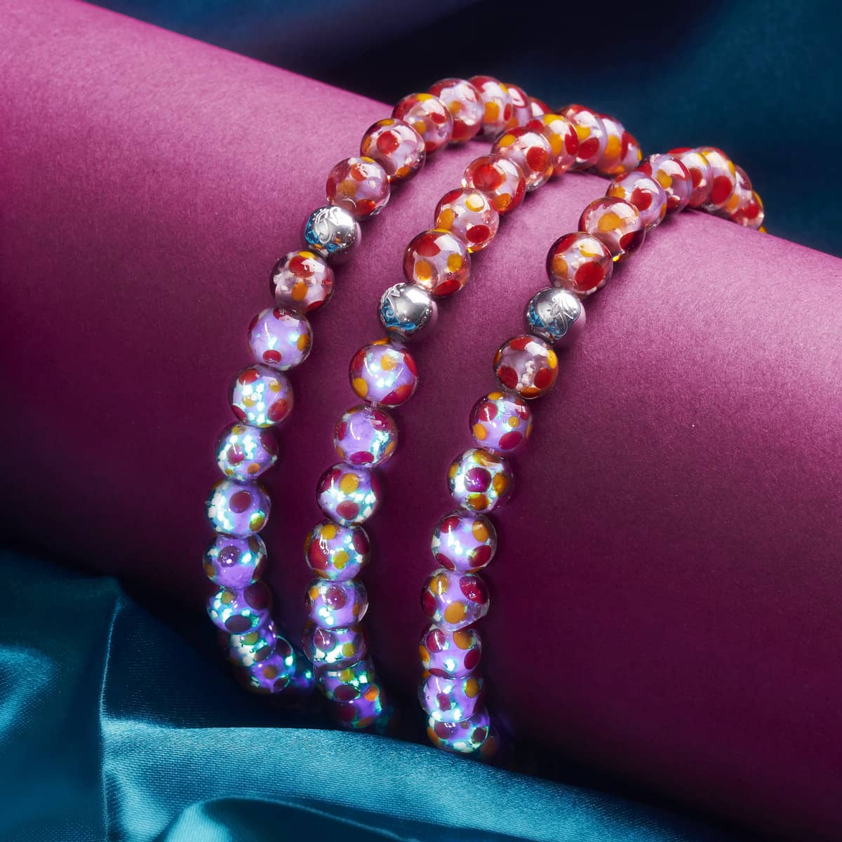 Cherry Grape | Firefly Glass Polka Dot Bracelet - Image 5