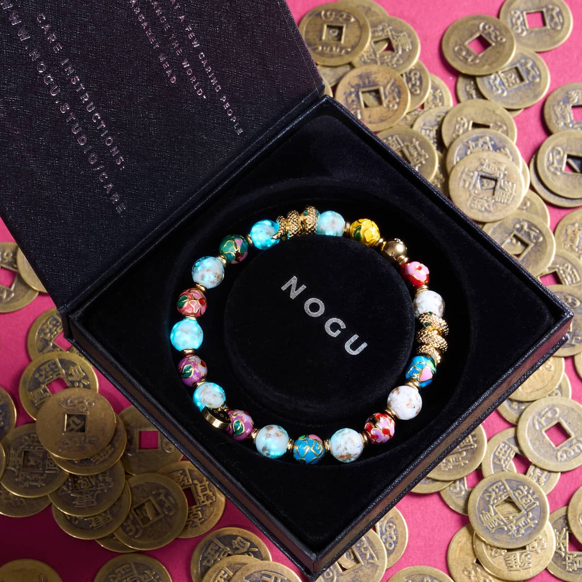 Cloud Dragon | Enamel Lotus | White Firefly Glass Serpent Bracelet - Image 7