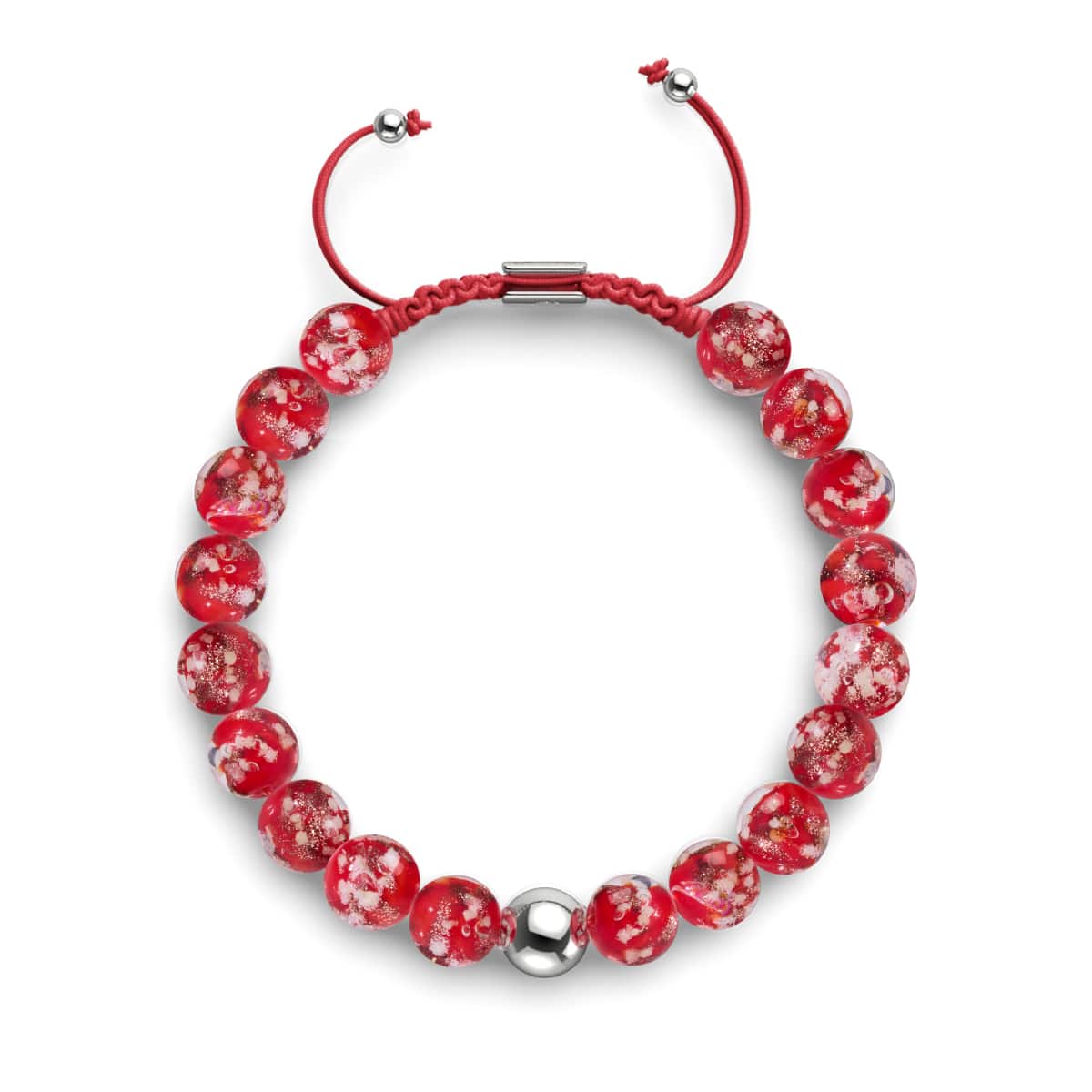 Crimson | Silver | Firefly Glass Macrame Bracelet - Image 13