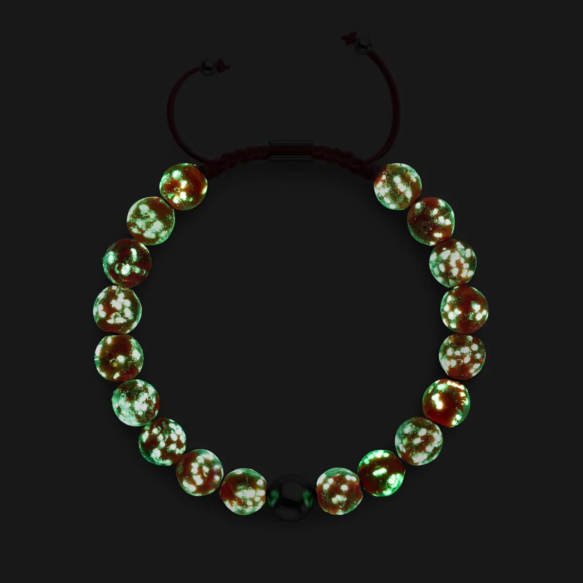 Crimson | Silver | Firefly Glass Macrame Bracelet - Image 14