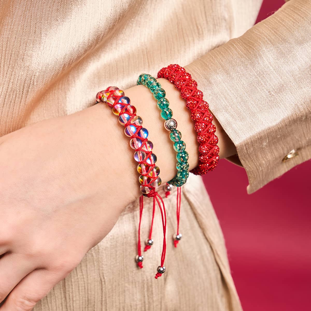 Double Ruby Kikiballa Crystal x Red String Vitality Bracelet - Image 4