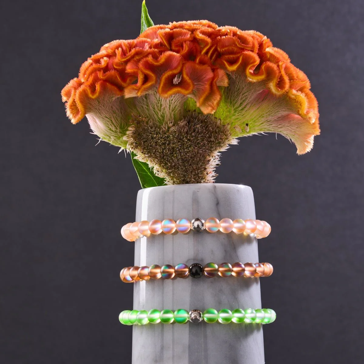 Emerald | Silver | Mermaid Glass Macrame Bead Bracelet - Image 4