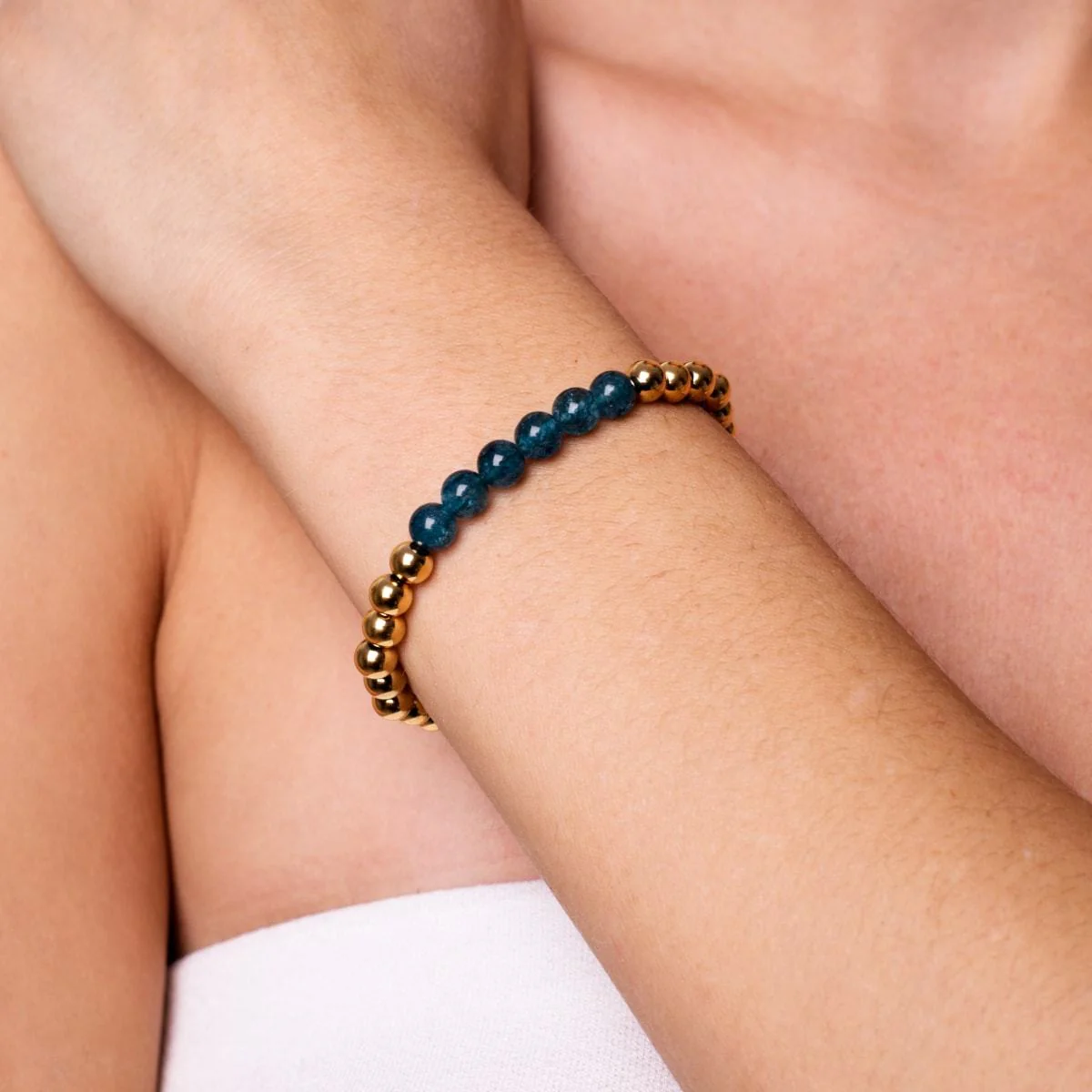Delightful | 18k Gold | Blue Crystal | Gemstone Expression Bracelet - Image 3