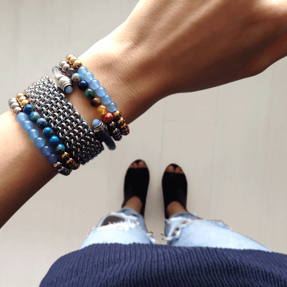 Delightful | 18k Gold | Blue Crystal | Gemstone Expression Bracelet - Image 4