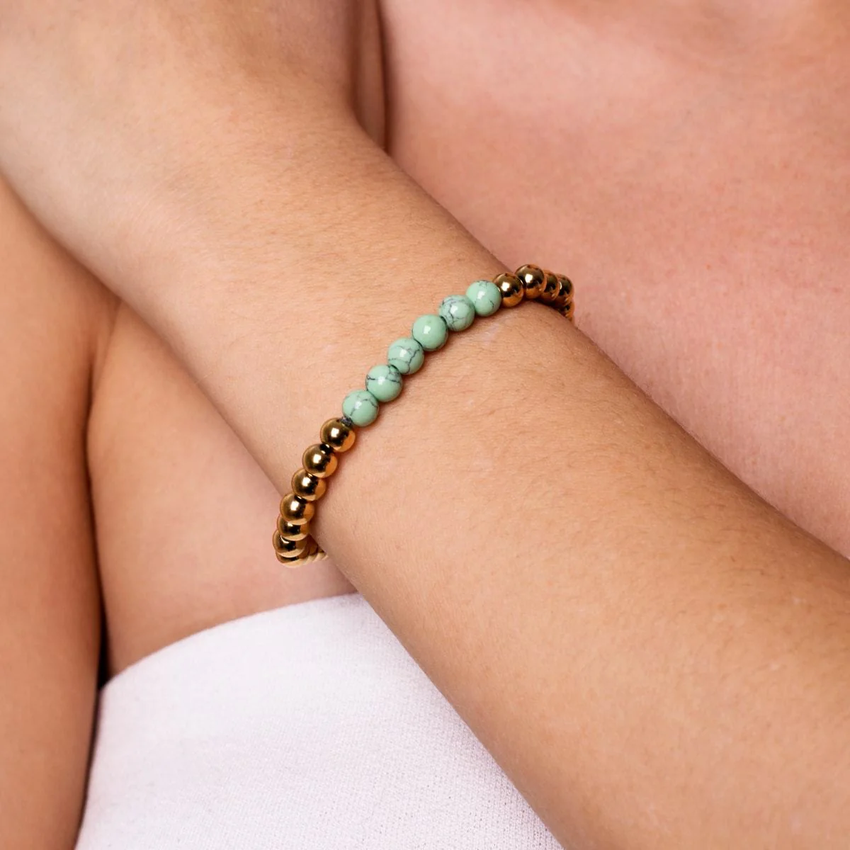 Proud | 18k Gold | Green Turquoise | Gemstone Expression Bracelet - Image 3