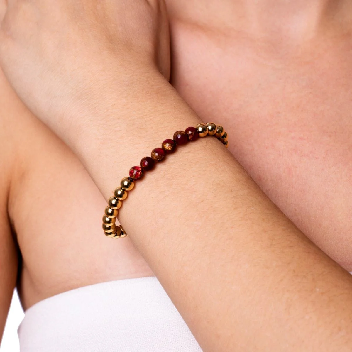 Inspired | 18k Gold | New Red Agate | Gemstone Expression Bracelet - Image 3