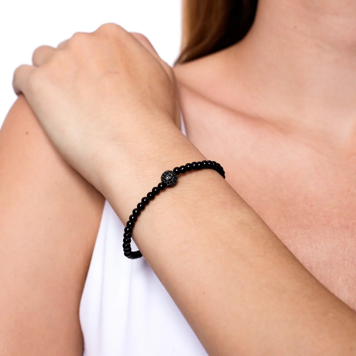 Glamorous | Gunmetal | Black Cubic Zirconia Crystals | Expression Bracelet - Image 3