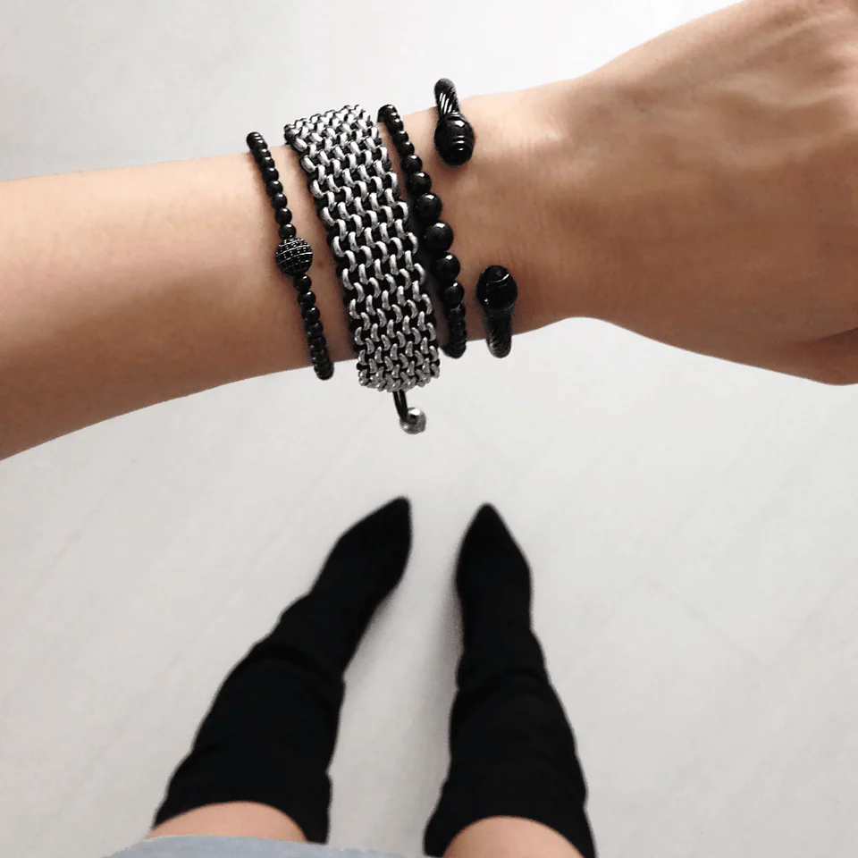 Glamorous | Gunmetal | Black Cubic Zirconia Crystals | Expression Bracelet - Image 4