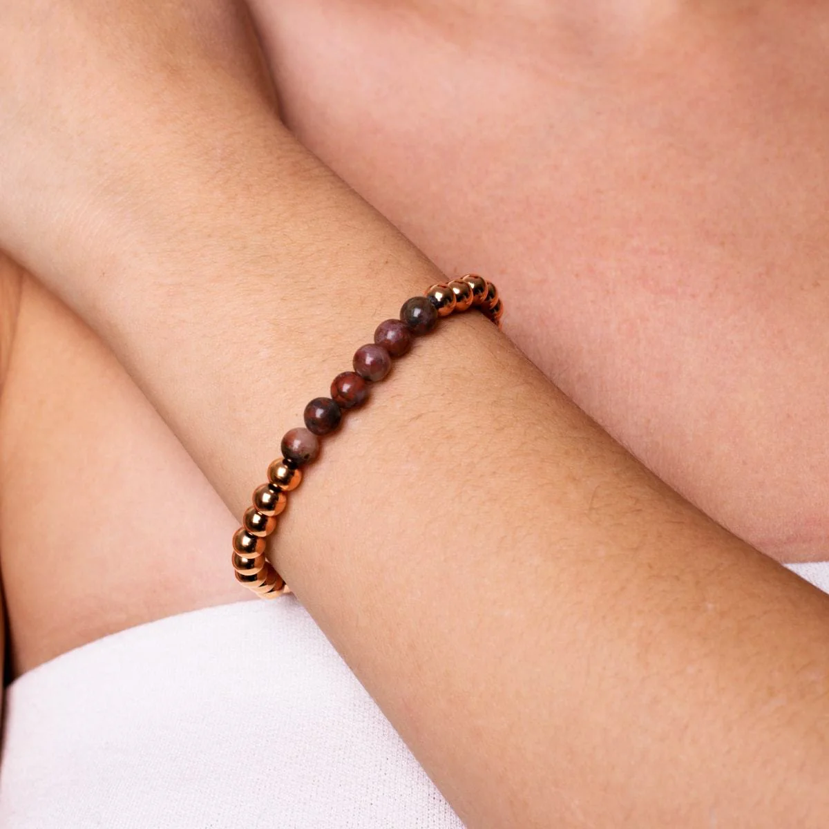 Wistful | 18k Rose Gold | Breciated Jasper | Gemstone Expression Bracelet - Image 3