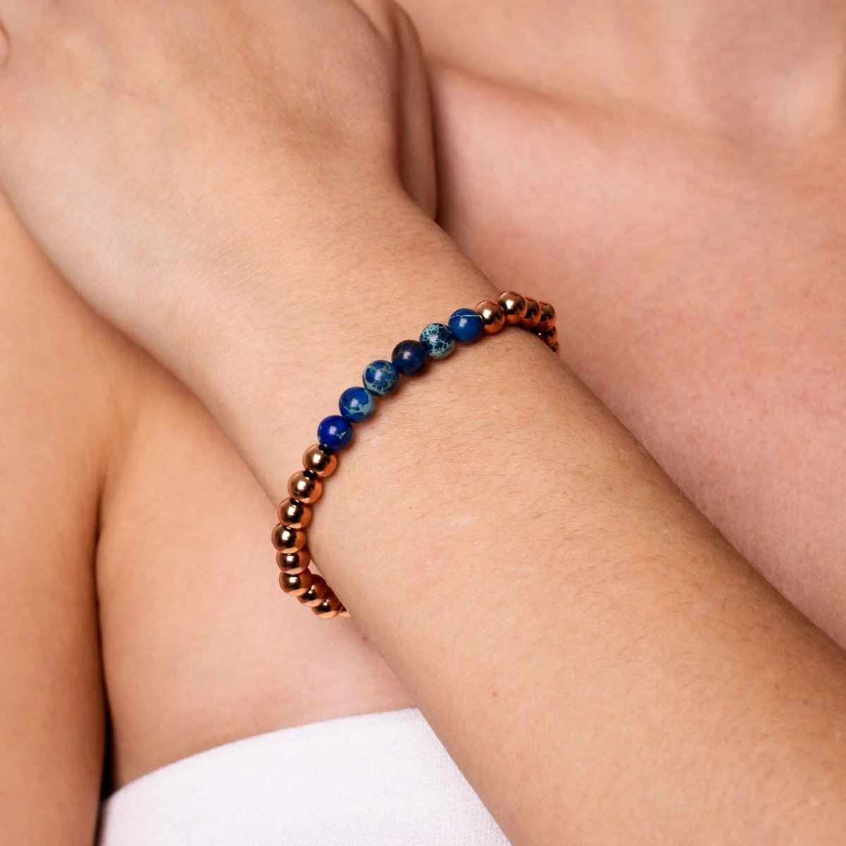 Jubilant | 18k Rose Gold | Dark Blue Emperor Gemstone | Expression Bracelet - Image 3