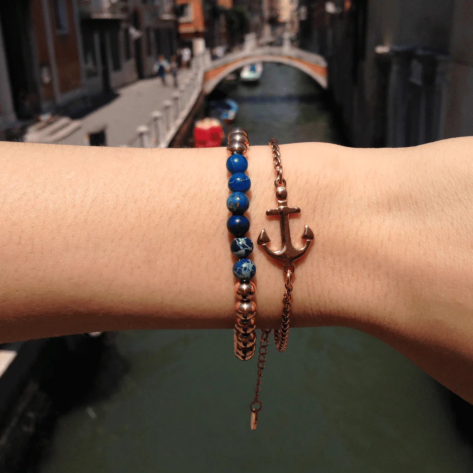 Jubilant | 18k Rose Gold | Dark Blue Emperor Gemstone | Expression Bracelet - Image 4