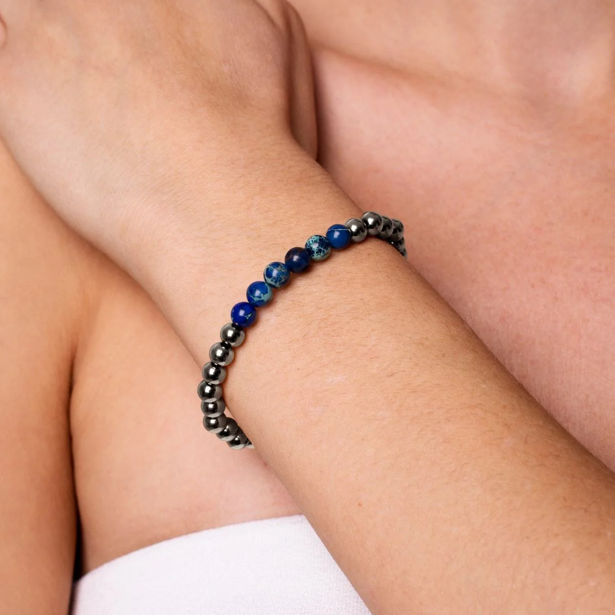 Jubilant | Silver | Dark Blue Emperor Gemstone | Expression Bracelet - Image 3