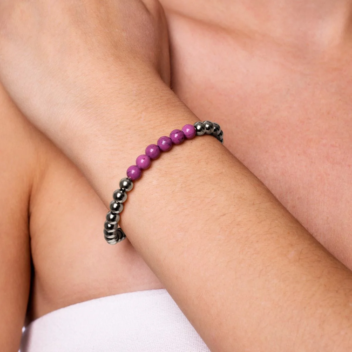 Blissful | Silver | Purple Turquoise | Gemstone Expression Bracelet - Image 3