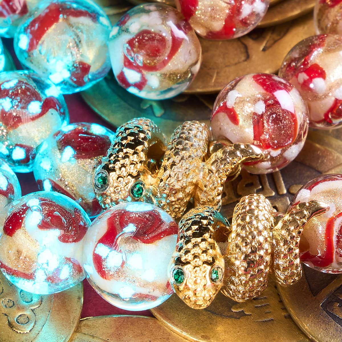 Golden Snake | Firefly Glass Swirl Bracelet - Image 4