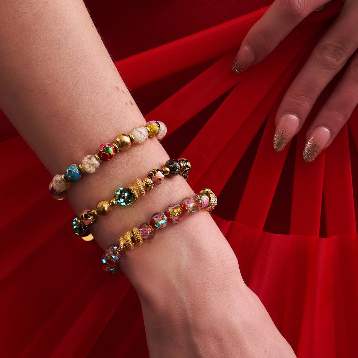 Golden Snake | Firework Glass Rose Bracelet - Image 5