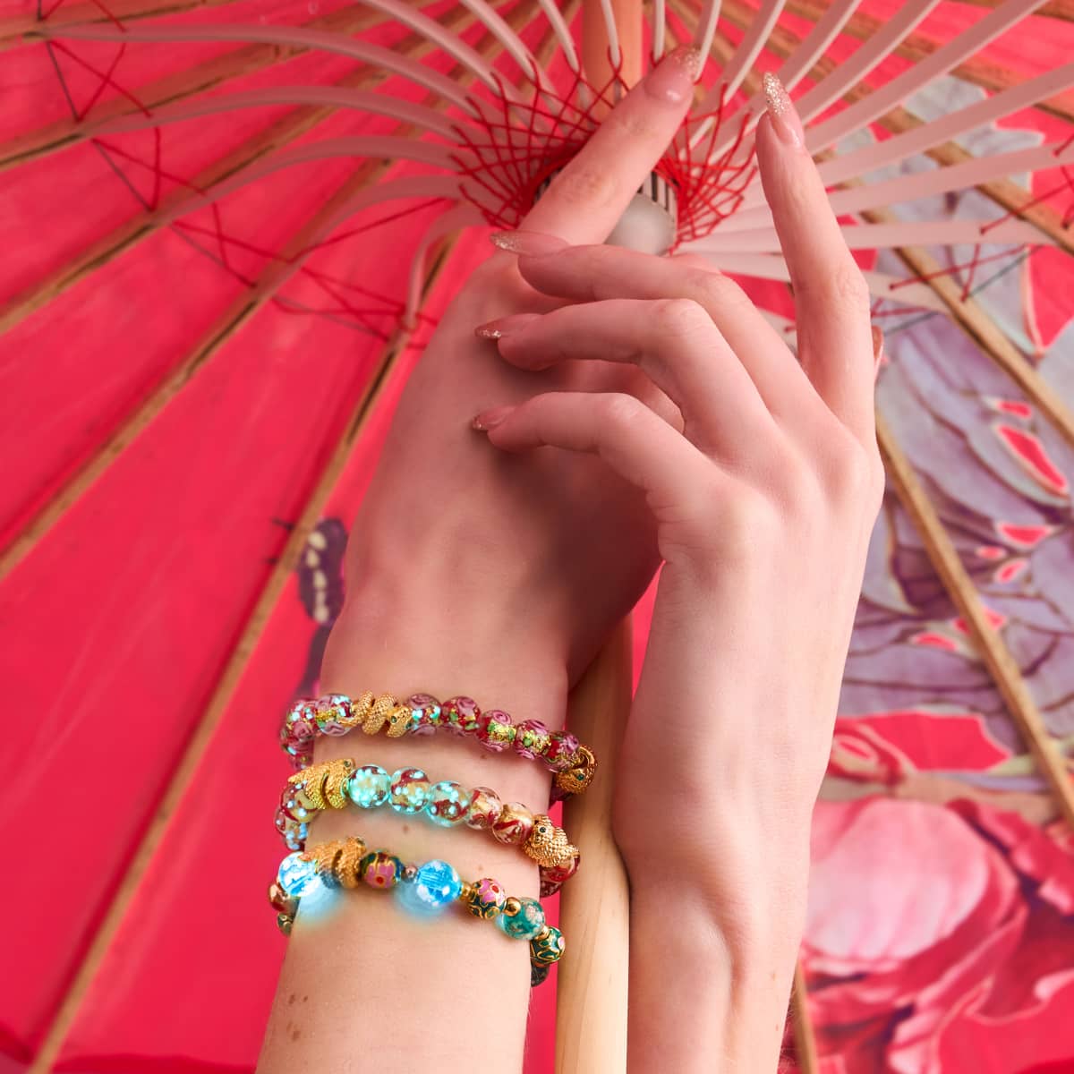 Golden Snake | Firework Glass Rose Bracelet - Image 6