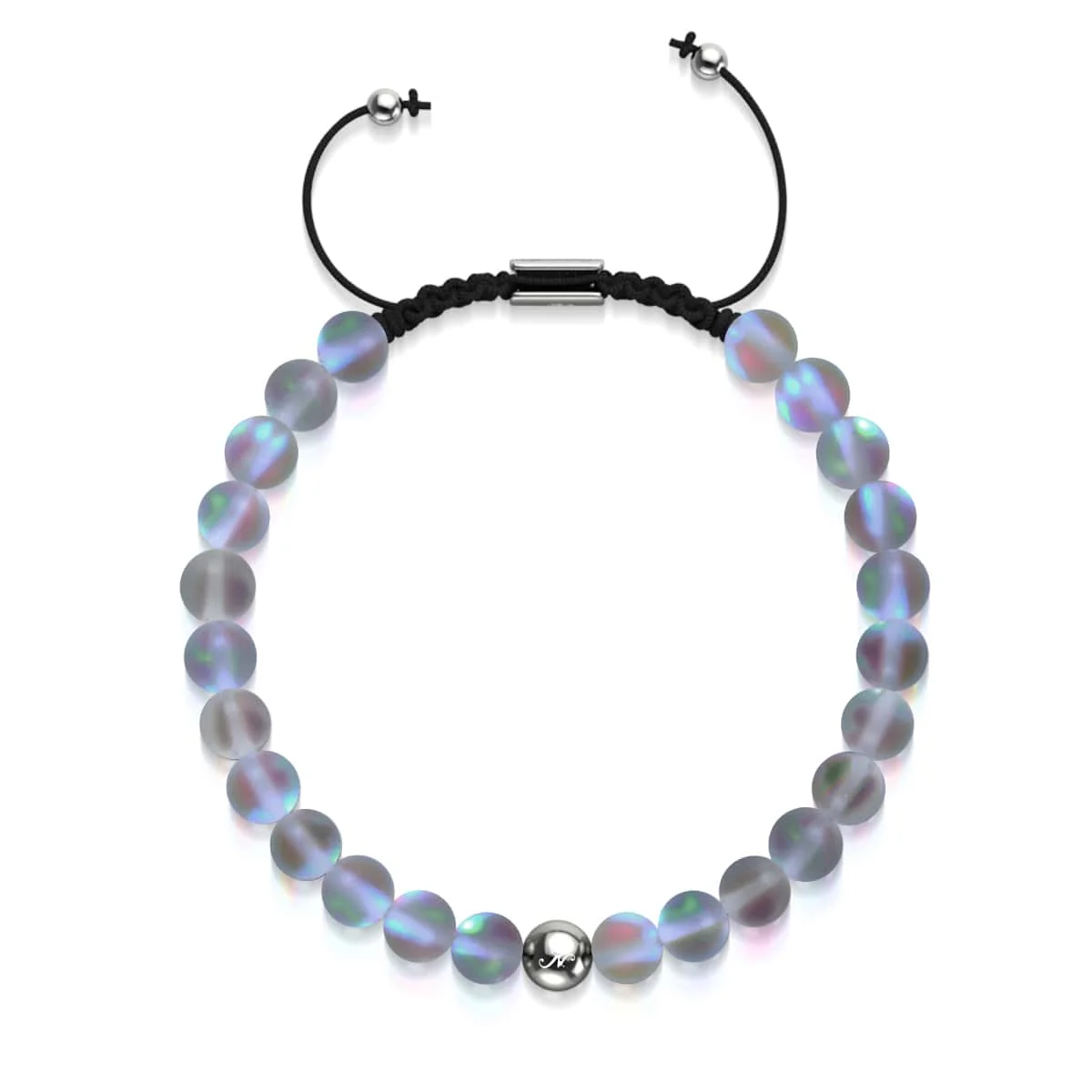 Grey | Silver | Mermaid Glass Macrame Bead Bracelet - Image 3