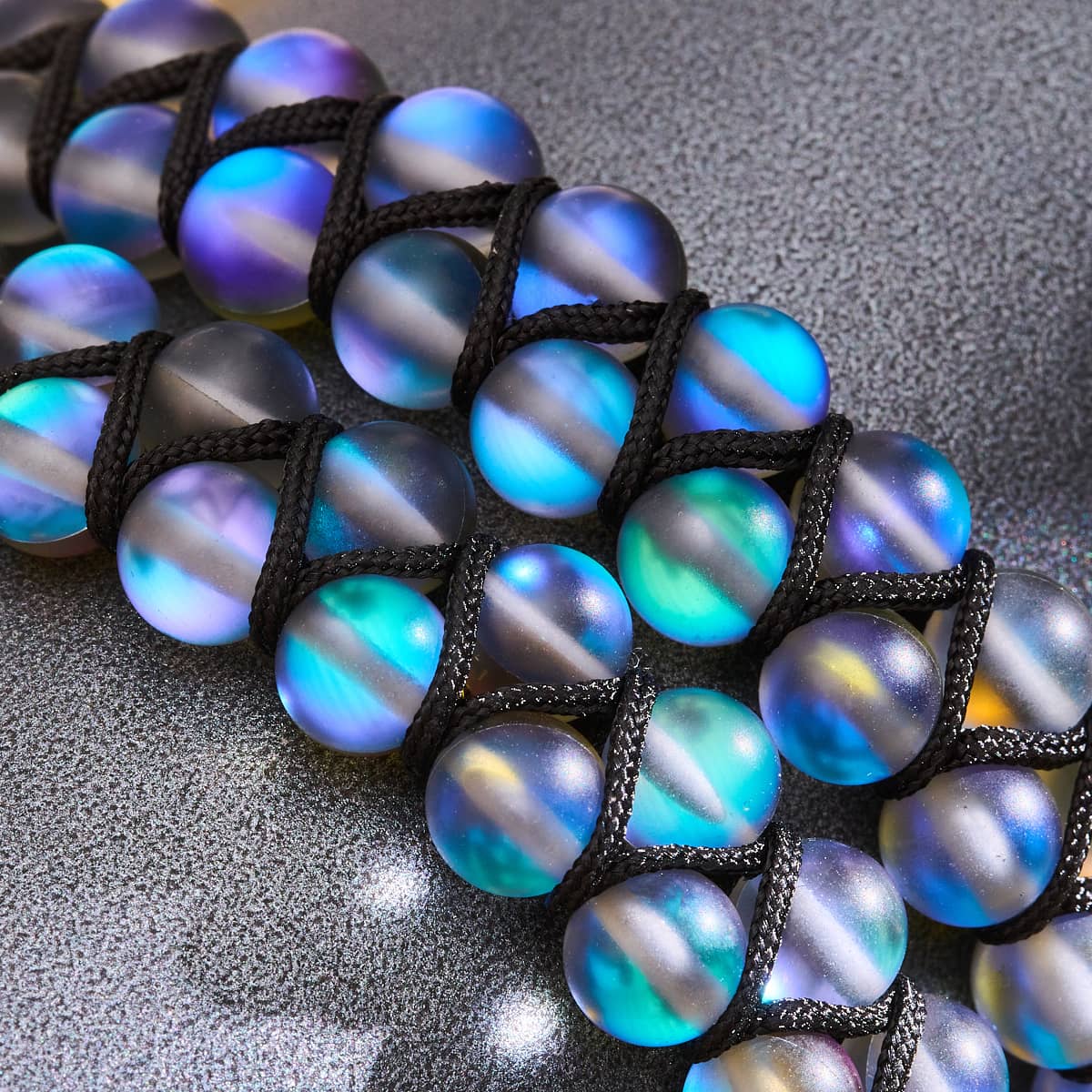 Grey | Silver | Double Mermaid Glass Bracelet - Image 3