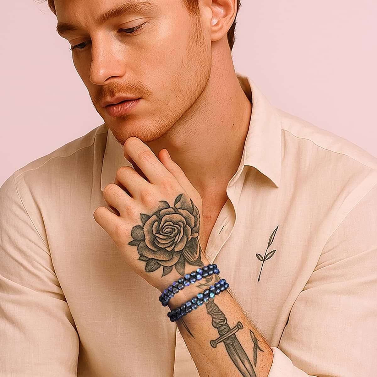 Grey | Silver | Double Mermaid Glass Bracelet - Image 5