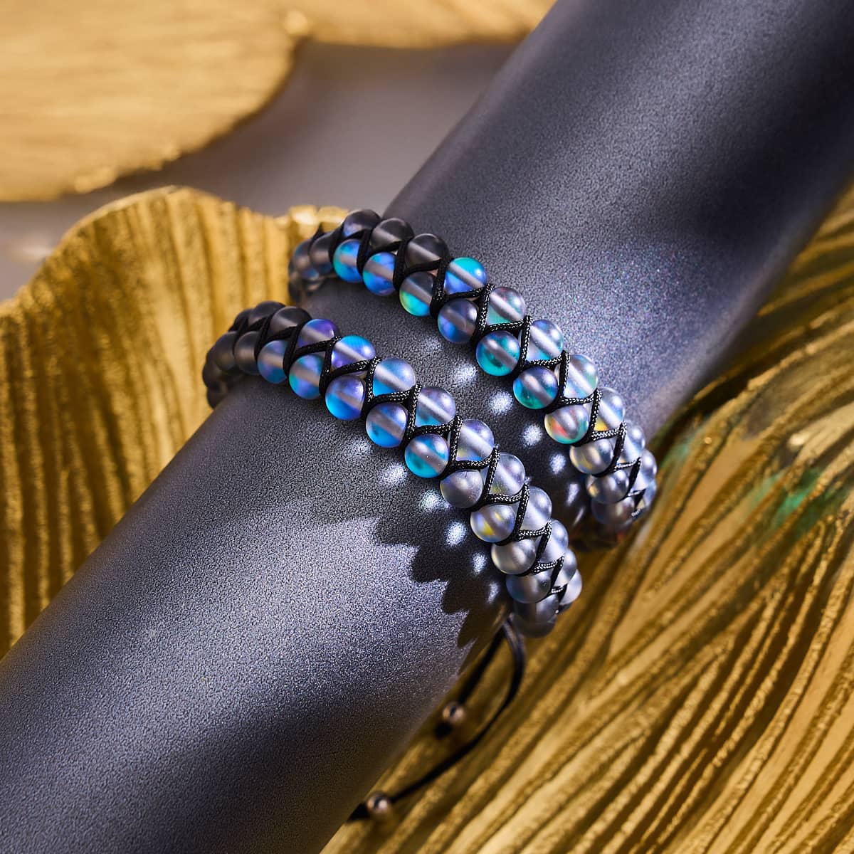 Grey | Silver | Double Mermaid Glass Bracelet - Image 6