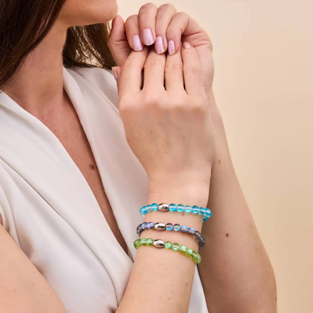 Grey | .925 Sterling Silver | Mermaid Glass Bead Bracelet - Image 5