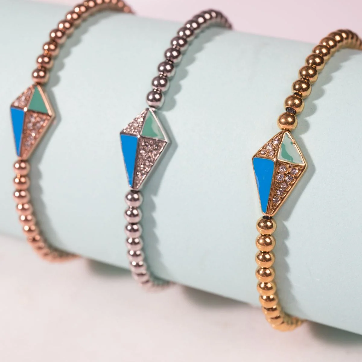 Kite | 18k Gold | Enamel | Crystal Charm Bracelet - Image 6