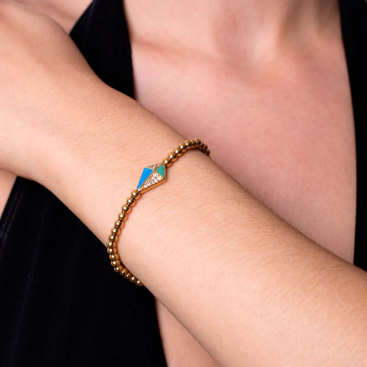 Kite | 18k Gold | Enamel | Crystal Charm Bracelet - Image 7