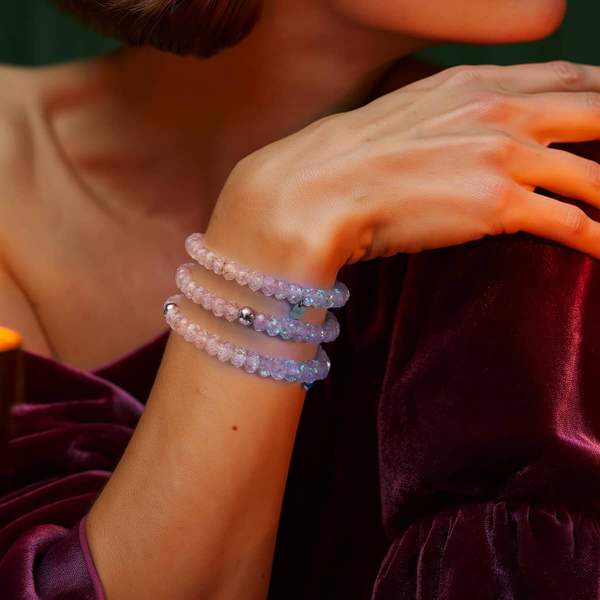 Lavender Frost | Firefly Glass Diamonds Snow Globe Bracelet - Image 6