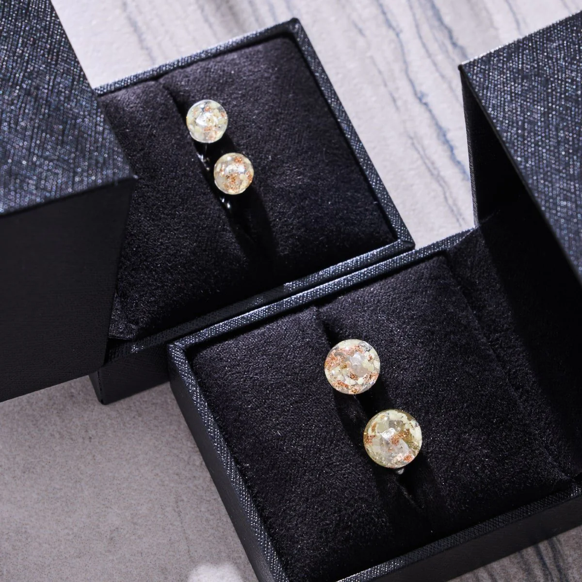 Alabaster | .925 Sterling Silver | Mini Firefly Glass Stud Earrings - Image 10