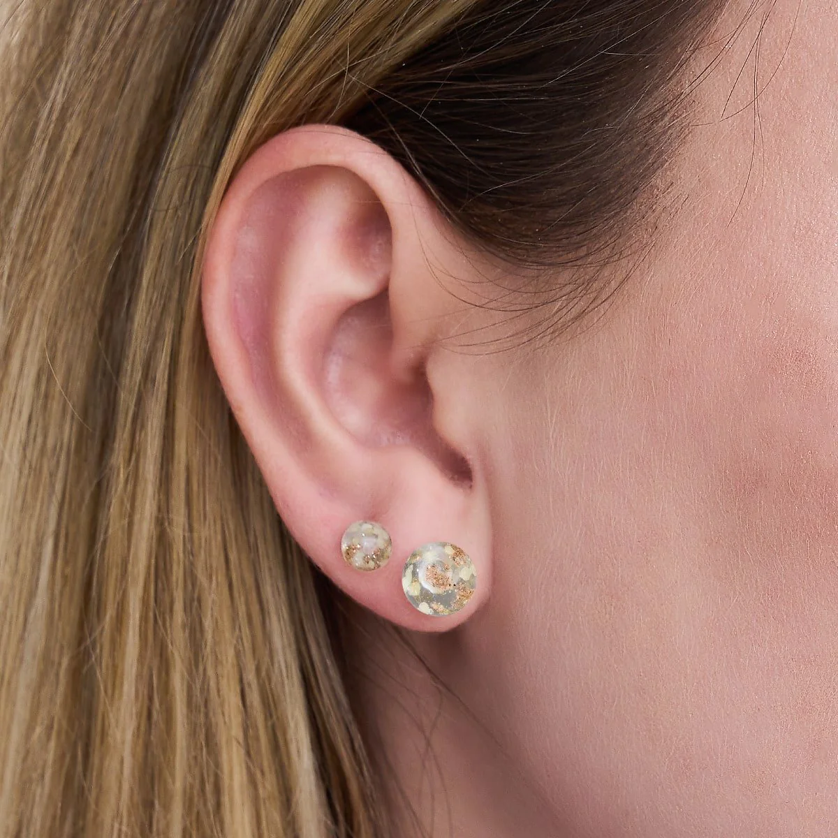 Alabaster | .925 Sterling Silver | Mini Firefly Glass Stud Earrings - Image 3