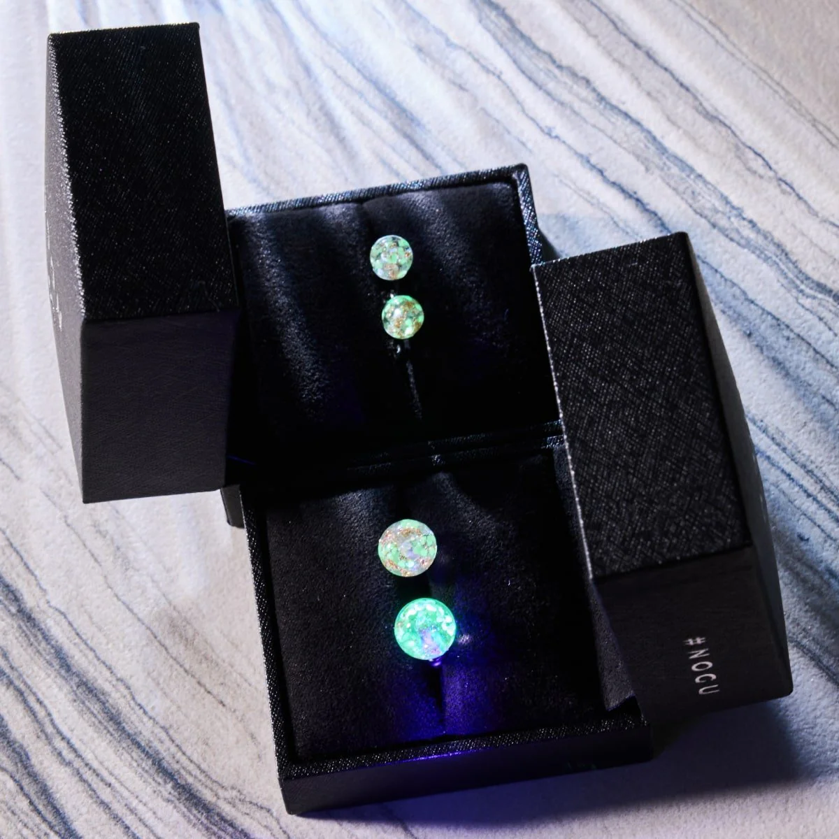 Alabaster | .925 Sterling Silver | Mini Firefly Glass Stud Earrings - Image 6