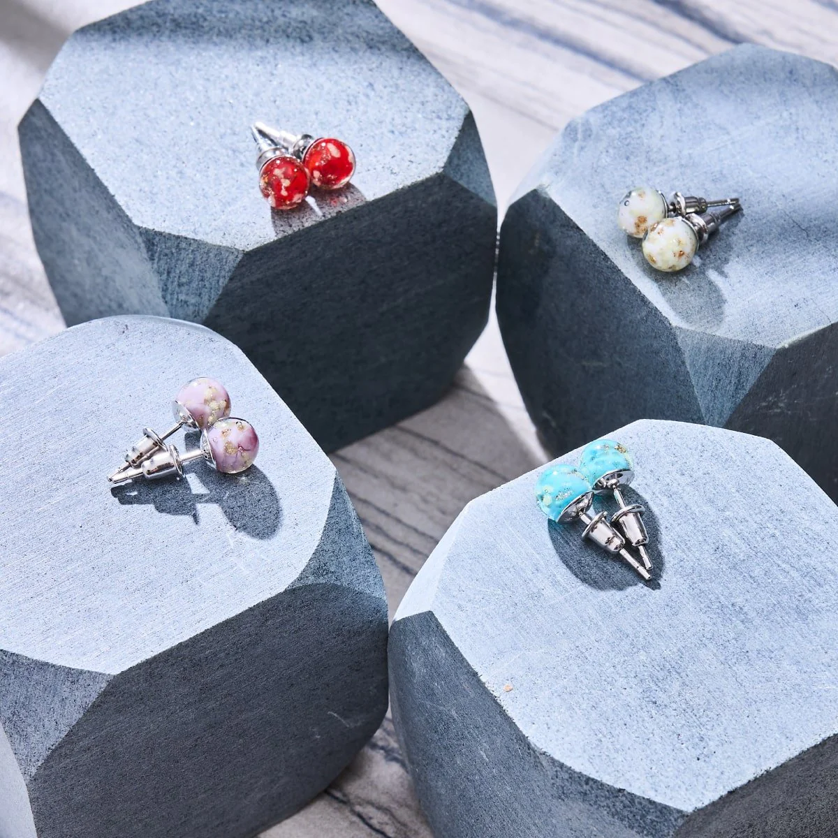 Periwinkle | .925 Sterling Silver | Mini Firefly Glass Stud Earrings - Image 5