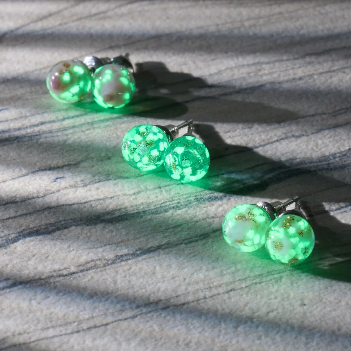 Periwinkle | .925 Sterling Silver | Mini Firefly Glass Stud Earrings - Image 6