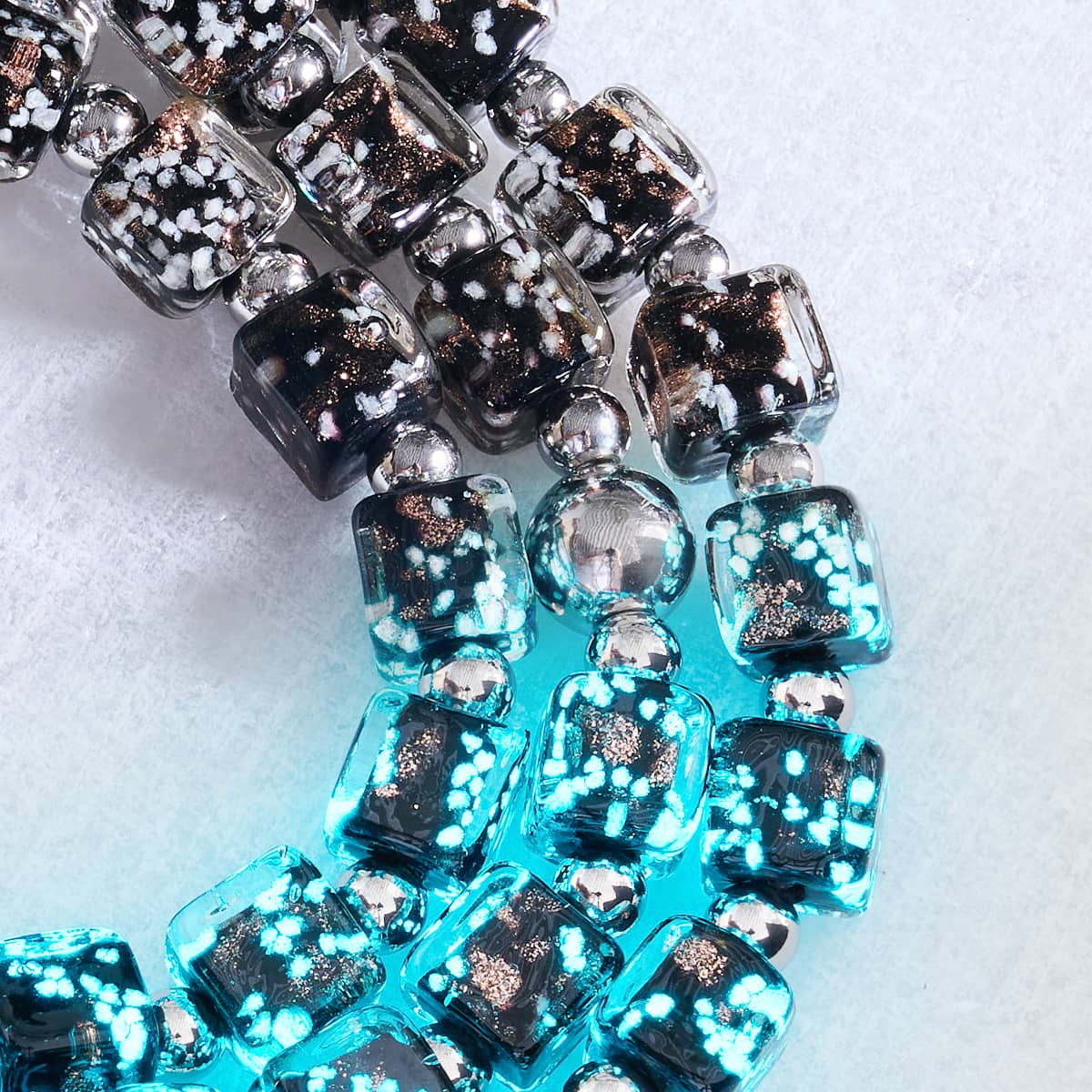 Obsidian | Silver | Firefly Glass Pebble Bracelet - Image 4