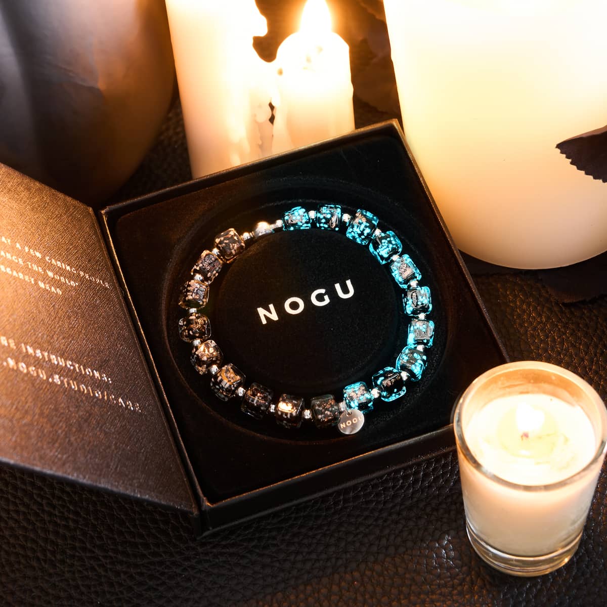 Obsidian | Silver | Firefly Glass Pebble Bracelet - Image 7