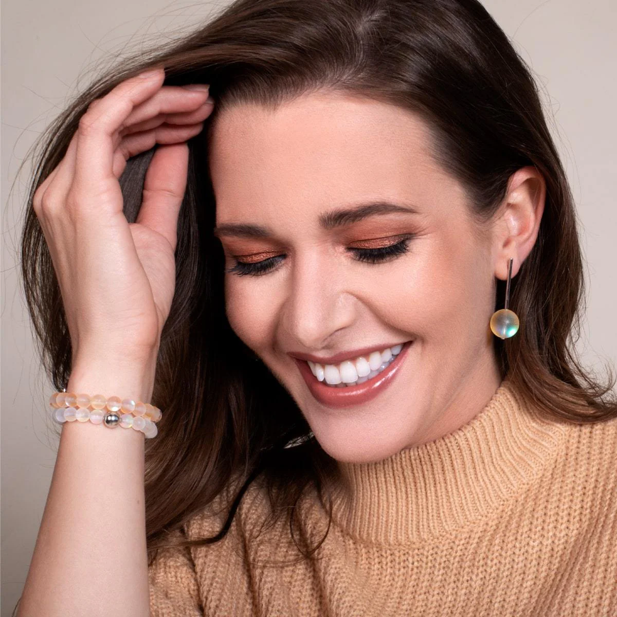 Peach | .925 Sterling Silver | Mermaid Glass Bead Bracelet - Image 4