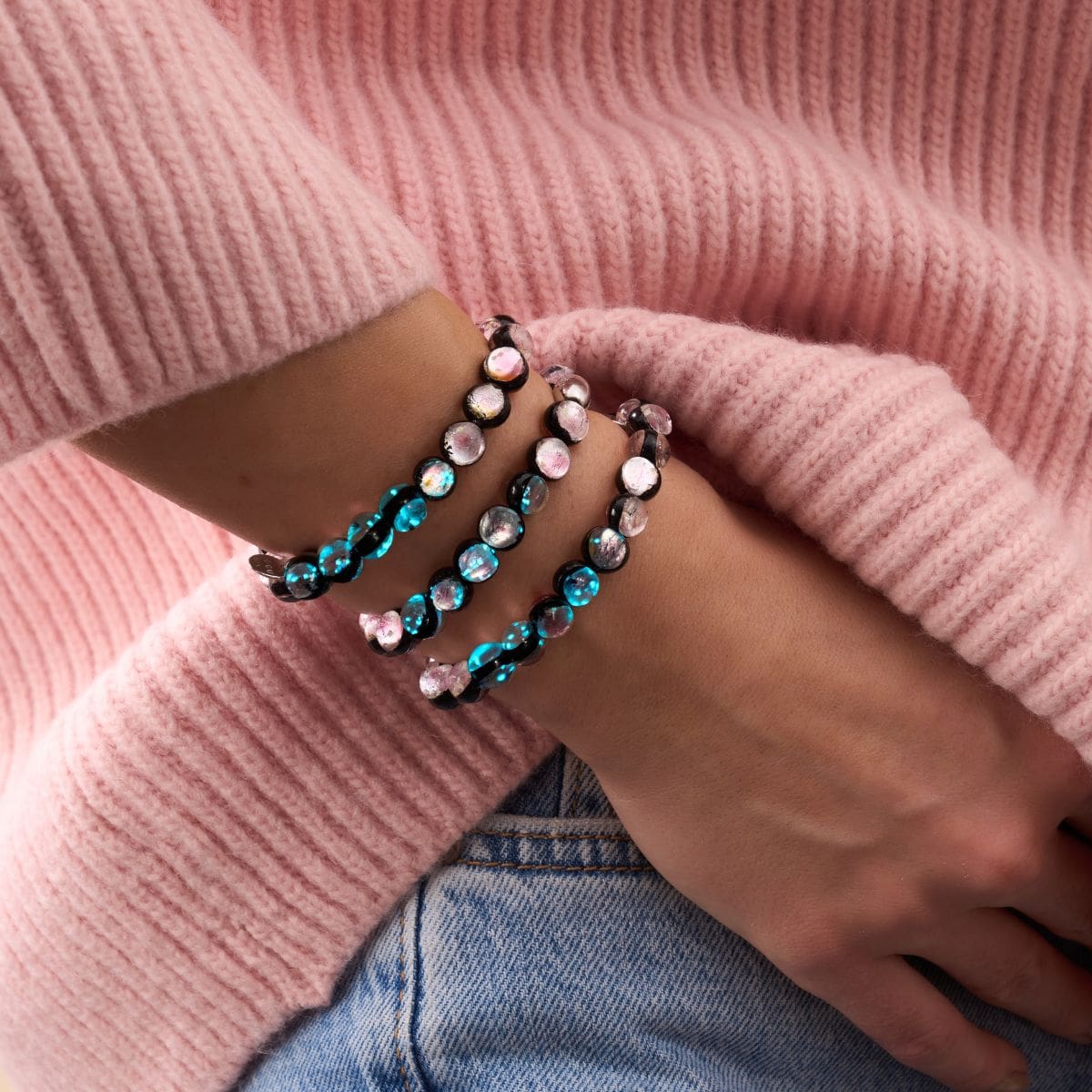 Pink Moon | .925 Sterling Silver | Lunar Glass Bracelet - Image 3