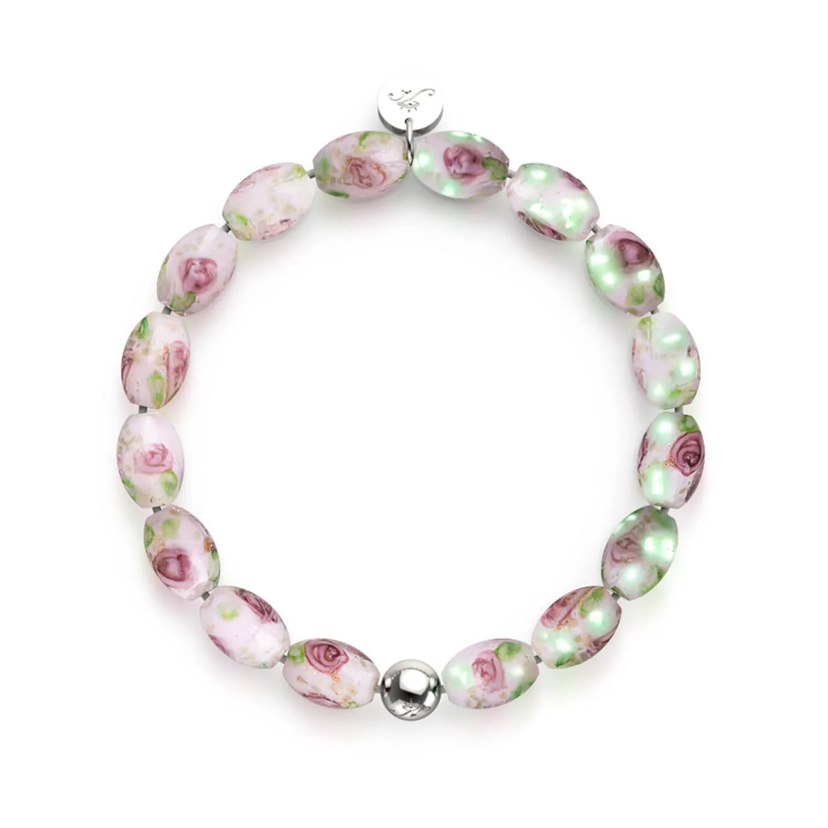 Pink Roses | .925 Sterling Silver | Firefly Glass Garden Bracelet - Image 3