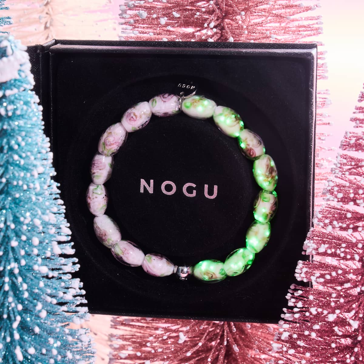 Pink Roses | .925 Sterling Silver | Firefly Glass Garden Bracelet - Image 8