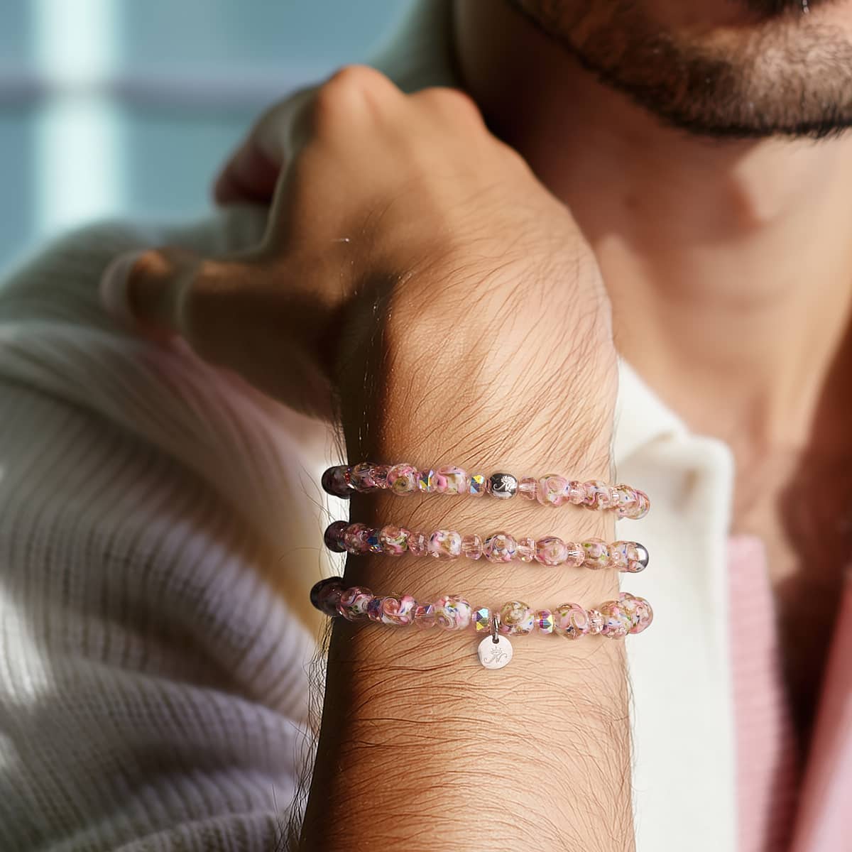 Pink | Firefly Glass x Crystal Swirl Bracelet - Image 5